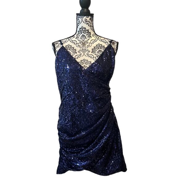 Lulu's NWT Curve Moment Navy Blue Sequin Bodycon Mini Dress sz XL - Picture 14 of 14